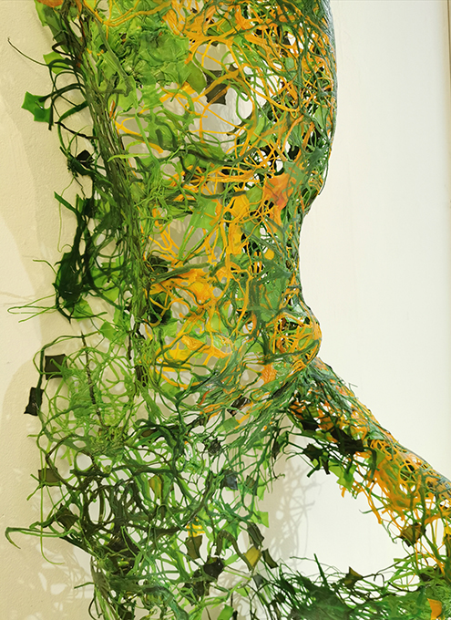 abstract sculpture made from recycled plastic netting
