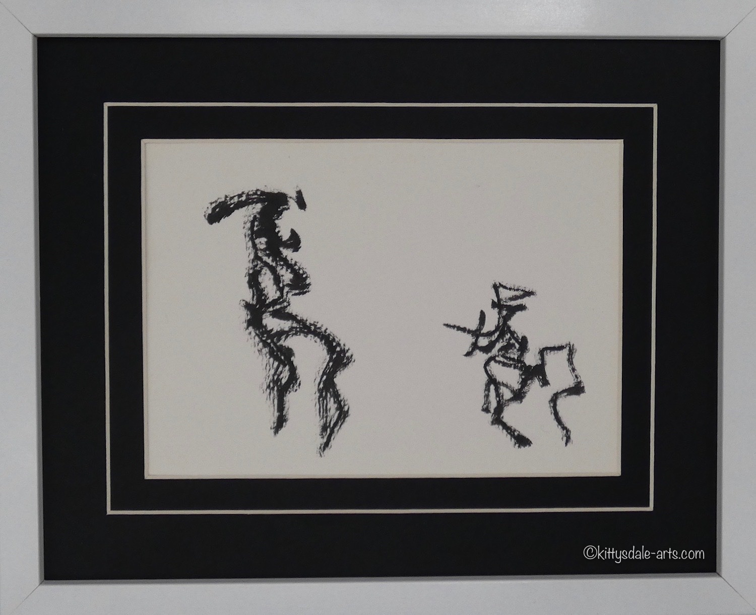 Framed figurative ink on paper artwork